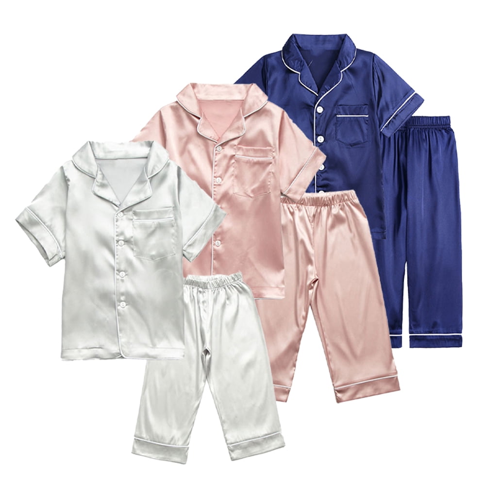 YTDSCS Kids Baby Silk Satin Pajamas Pj for Boys Girls Kids Baby,Toddle ...