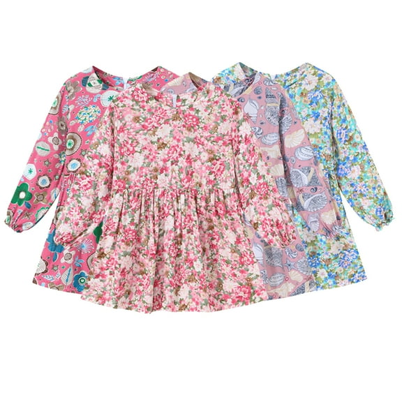 YTDSCS Kids Baby Spring Fall Dresses for Girls,Toddler Flower Dress Girls Long Sleeve Cute Floral Dresses Round Neck Princess Dress ,Sizes 1-7t