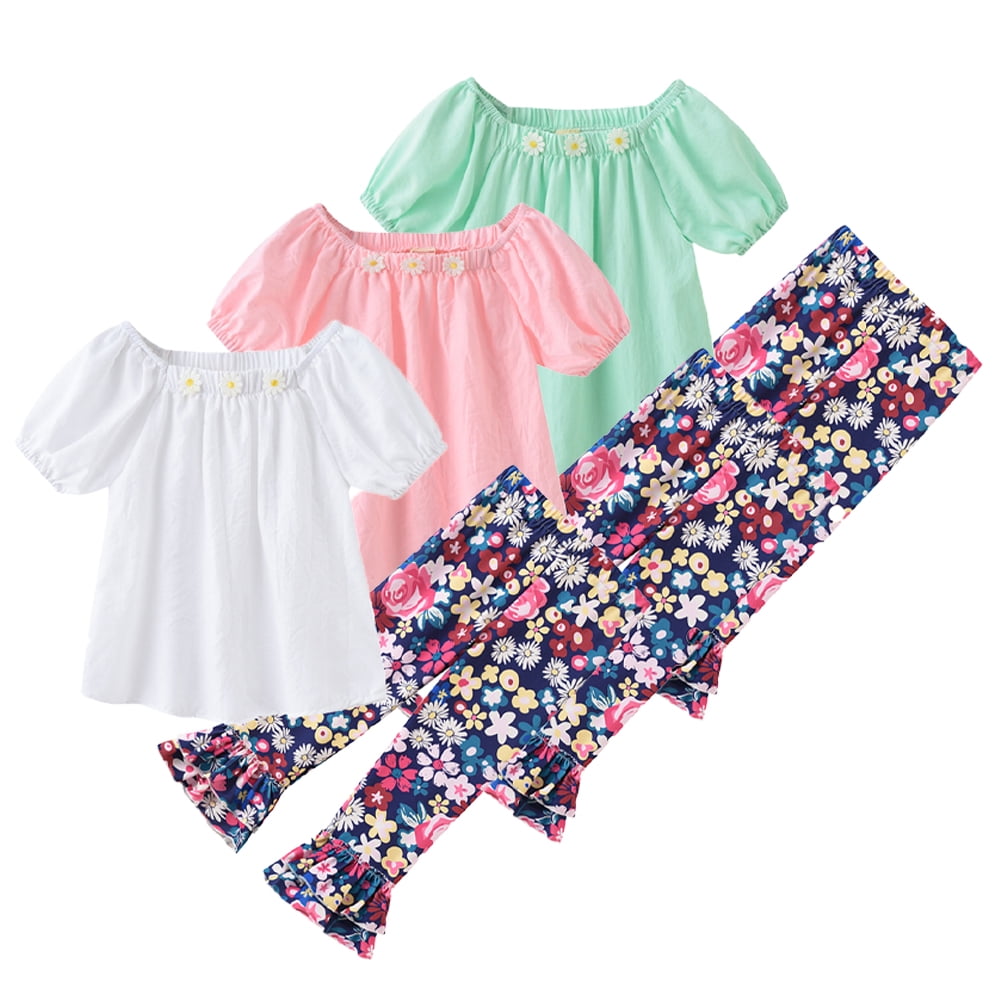 YTDSCS Kids Baby Summer T-Shirt Bell Bottoms Outfit for Girls,1-6Years ...