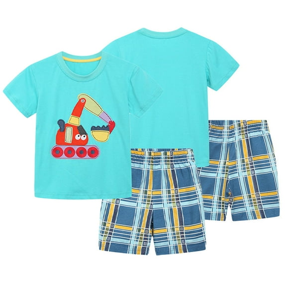 YTDSCS Kids Baby Tees Shorts Set for Boys Girls,Toddler Summer Clothing Set Short Sleeve Crewneck Cartoon Print T-Shirt and Short Sets for 2-7Y