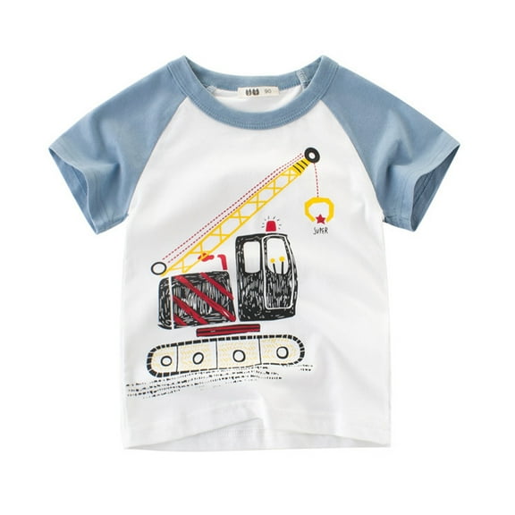 YTDSCS Kids Boys Girls Short-Sleeved T-Shirt Summer Cartoon Car Toddler Tees 1- 9 Years Unisex Crewneck Cartoon Half-Sleeved Tops Clothes