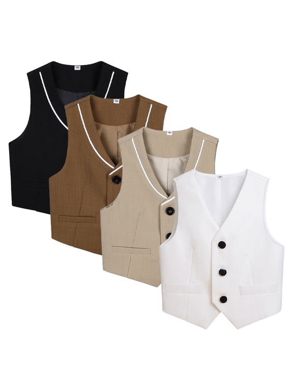 Kids Boys Waistcoat Vest for Baby Spring Vest Double Vest Banquet Formal 2-15Y