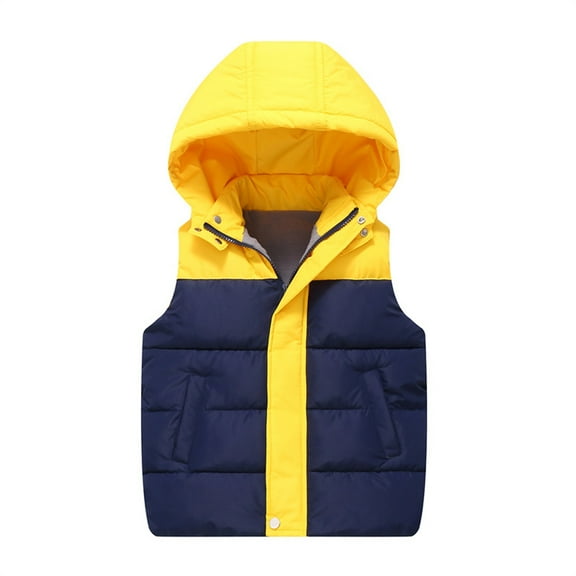 YTDSCS Kids Girl's Boy's Hooded Warm Padded Vest Toddler Puffer Cotton Colorblocking Waistcoat Fall Winter Thick Sleeveless Jacket 4-13 Years Old