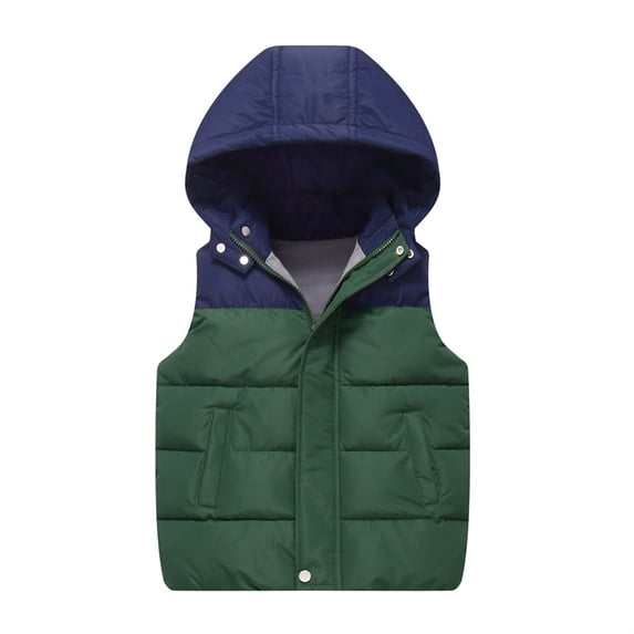 YTDSCS Kids Girl's Boy's Hooded Warm Padded Vest Toddler Puffer Cotton Colorblocking Waistcoat Fall Winter Thick Sleeveless Jacket 4-13 Years Old