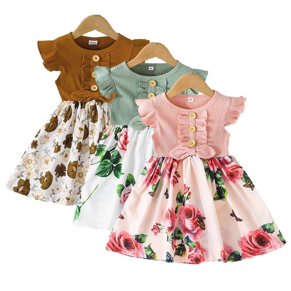 YTDSCS Kids Girls Half-Body Floral Princess Dresses,Toddler Girls a Line Twirly Skater Summer Dresses,Floral Dress for Baby Girls 1-8 Years