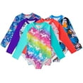 thumbnail image 1 of YTDSCS Kids Girls Rashguard Swimsuit Toddler Long Sleeve One Piece Swimwear with Zipper Hawaiian Printed Bathing Suit for 4-12 Years, 1 of 9