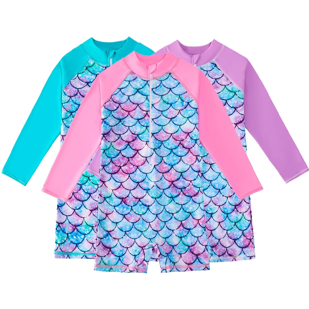 YTDSCS Kids Girls Swimsuit Toddler OnePiece LongSleeved Bathing Suit