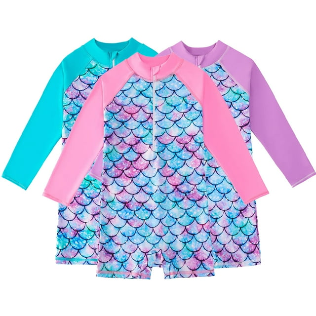 YTDSCS Kids Girls Swimsuit Toddler OnePiece LongSleeved Bathing Suit