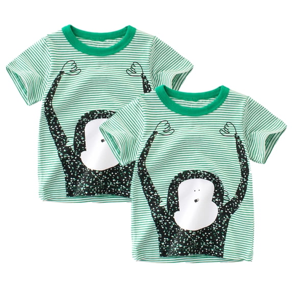 YTDSCS Kids T-Shirt for Boys Short Sleeve Cotton Soft Summer Casual Active Stripe Cartoon TShirt 1-9T