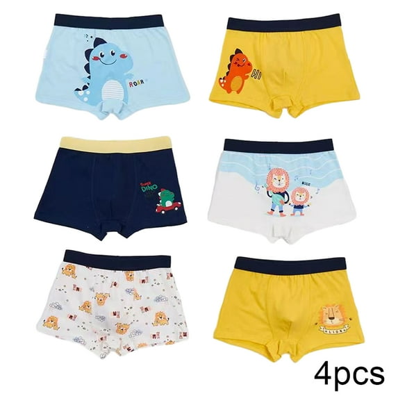 YTDSCS Kids Teen Cartoon Boxer Briefs Underwear for Boys 2-16 Years Cotton Boxer Shorts Student Triangle Panties for Toddler Baby 4PCS