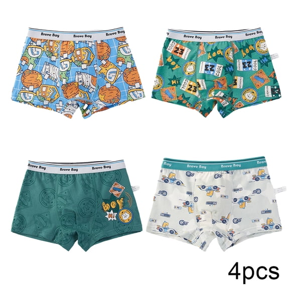 YTDSCS Kids Teen Cartoon Boxer Briefs Underwear for Boys 2-16 Years Cotton Boxer Shorts Student Triangle Panties for Toddler Baby 4PCS