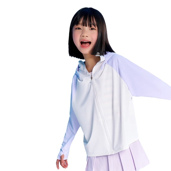YTDSCS Kids Teen Hooded Sun Protection Jacket for Boys & Girls Colour Blocking Toddler Sun Shirt UV Protection Sunsuits UPF 50+ Outdoor Rashguard for 6-13 Years