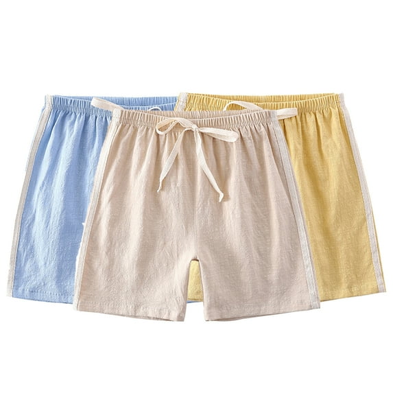 YTDSCS Kids Teen Shorts Pants for Boys Girls,Baby Summer Cotton Sports Jogger Short Active Athletic Short Solid Color Hemp Loose Casual Sweatpants,Size 2-13Years