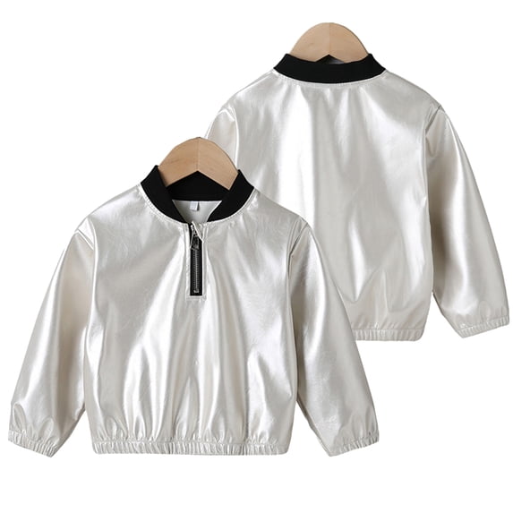 YTDSCS Kids Toddler Baby Girls Pullover Leather Spring Fall Pullover Long Sleeve Zippered Leather Short Comfortable Fashion Casual Top,Sizes 3-7 Years