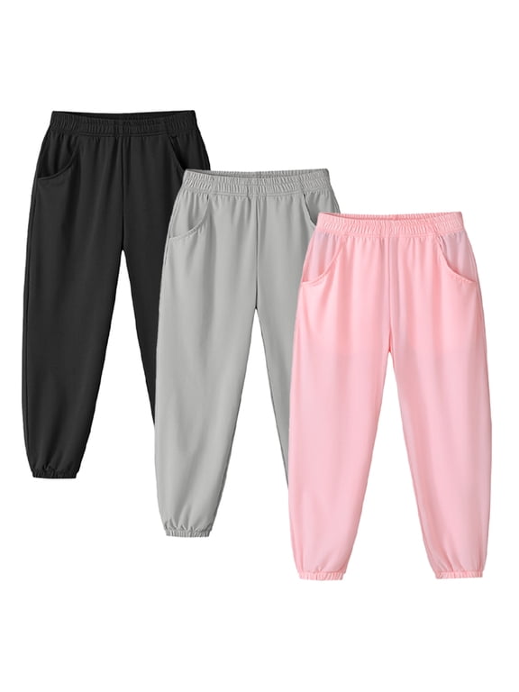 Kids Toddler Boys Girls Summer Light Jogger Pants Solid Colour Sweatpants Athletic Sports Trousers for Teenagers 5-14 Years