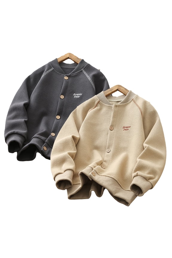Kids Toddler Boys Warm Bomber Jacket Solid Colour Baseball Coats Teen Spring Autumn Comfort Cardigan Outerwear for 3-15 Years