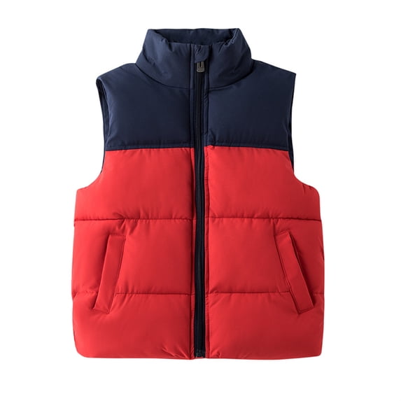 YTDSCS Kids Toddler down Cotton Vest for Boys Girls Hooded Colorblocking Sleeveless Puffer Jacket for Winter Padded Thickened Warm Waistcoat Size 3-12T