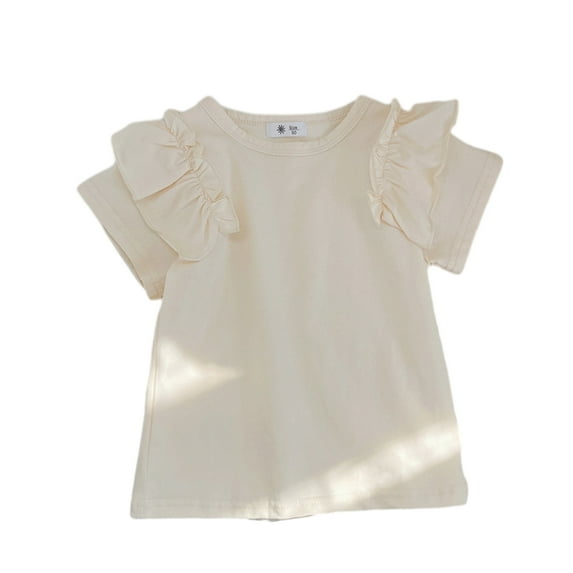 YTDSCS Kids Toddler Girl's Summer T-Shirt Ruffle Short Sleeve TShirt Tee Soft Tees for 1-9Y