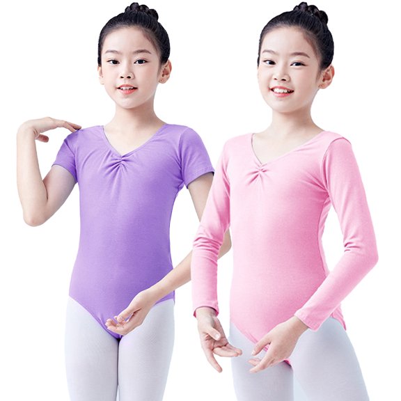 YTDSCS Kids Toddler Girls Gymnastics Leotards Summer Open Crotch Dance Outfit for Girls 5-16T Cotton Practice Clothing Short Sleeve Biketards for Girls