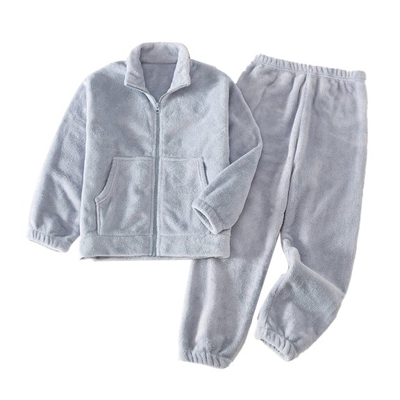 YTDSCS Kids Toddler Pajama Sets Boys Girls Long Sleeve Zipper Sleepwear Nightwear Teen Coral Velvet Soft Pjs Loungewear Fall Winter Outfit 3-17T