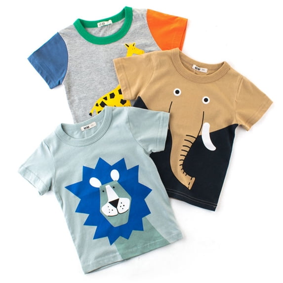 YTDSCS Kids Toddler Summer T-Shirt Top for Boys,Baby Short Sleeve Tees Cotton T-Shirt Cartoon Print T Shirt Undershirt Comfortable New Crewneck Top for 1-10Years