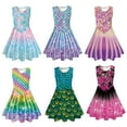 thumbnail image 1 of YTDSCS Kids Youth Summer Dresses 4-13Years Sleeveless Printed Skirt Casual Dress Toddler Versatile Comfortable Breathable Floral Print Soft Dress A-Line Skirt for 4-13Years, 1 of 9