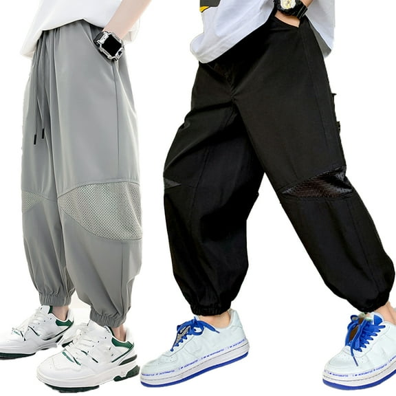 YTDSCS Little Big Boys Sweatpants Kids Long Trousers Teen Summer Solid Color Pants for 4-15Y Toddler Anti-Mosquito Casual Sweat Pants