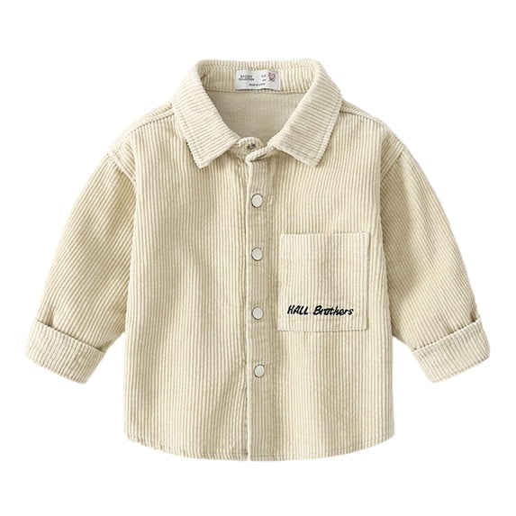 YTDSCS Little Boys Long Sleeve Shirt Kids Button down Tops Toddler Solid Colour with Pockets Dress Shirt Baby Spring Fall Shirt Jacket for Boys 2-7 Years