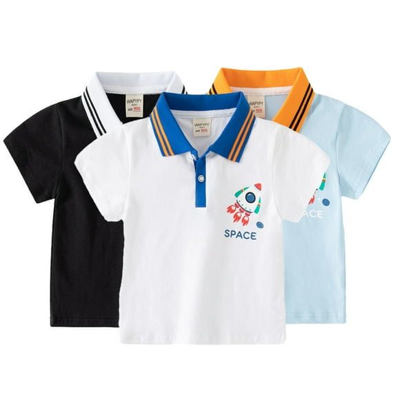 YTDSCS Little Boys Summer Short-Sleeve Tees T-Shirt Shorts Kids Baby Lapel T-Shirt for Boys,Toddler T-Shirt Comfortable Cotton Casual Color Pullover Shirt ,Size 1-8Years