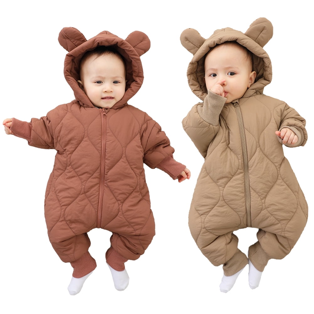YTDSCS Newborn Baby Boys Girls Cotton Romper for 0-12M Infants Bodysuit Ears Hooded Outfit Clothes Unisex Button Warm Fall Winter Jumpsuits Onesies