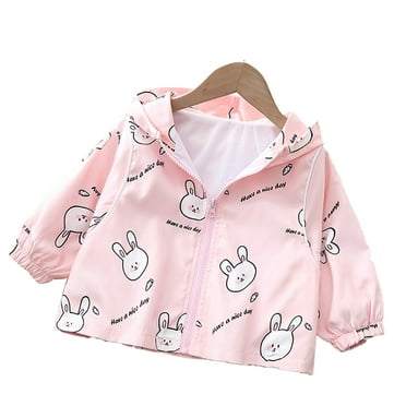 YTDSCS Newborn Baby Girls Jackets with Hooded Spring Fall Zip up Outwear Long Sleeve Coat Print Windbreaker for 6 Months-5 Years