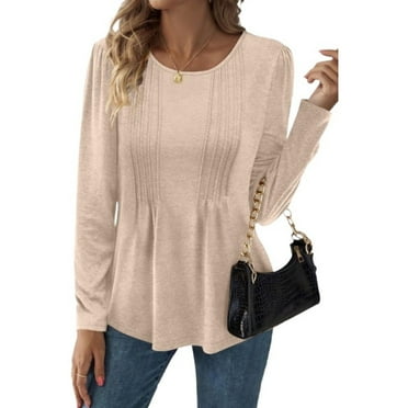 YTDSCS Sweaters T Shirts for Womens Long Sleeve Casua Knit Tops Women's Autumn Winter Solid Color Jumper S-2XL