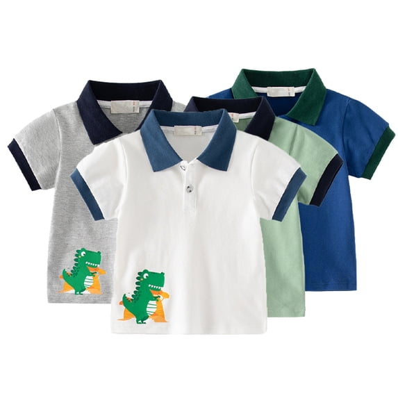 YTDSCS Toddler Baby Boys Cartoon Pattern T-Shirt Casual Lapel Short-Sleeved Tops 1-7 Years Kids Soft Comfort Printed for Boys