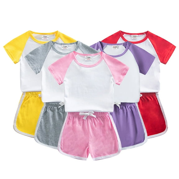 YTDSCS Toddler Baby Boys Girls Summer T-Shirt Set 2-9T Cotton Summer Crew Neck Short Sleeve Tees and Short Set