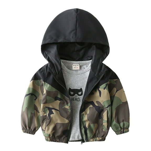 YTDSCS Toddler Baby Boys Raincoat Waterproof Spring Fall Hooded Jackets Kids Camouflage Windbreaker Outwear Coat for 2-7 Years Boys