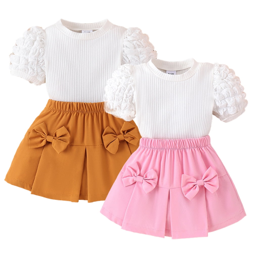 YTDSCS Toddler Baby Girls Outfit Cotton Puff Sleeves + Butterfly Short ...