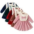 thumbnail image 1 of YTDSCS Toddler Baby Girls Spring Fall Dresses,Newborn Long Sleeved Dress Solid Color Comfortable Casual New Pullover Dress Little Girls Ruffled Princess Dress for 6M-3 Years, 1 of 8
