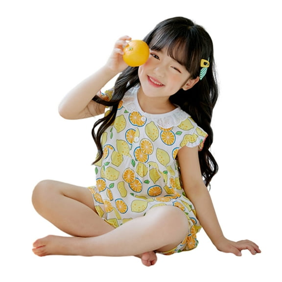 YTDSCS Toddler Baby Girls Summer Pajamas Jammies 2-Piece Set Cute Printed Sleepwear Dress & Shorts Pjs Outfit 9 Months-4 Years