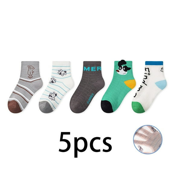 YTDSCS Toddler Baby Socks 5 Pairs Socks for Kids Boys Girls Cotton Thin Mesh Cute Cartoon Spring Fal Socks for 9M-5Year Children