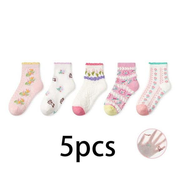 YTDSCS Toddler Baby Socks 5 Pairs Socks for Kids Boys Girls Cotton Thin Mesh Cute Cartoon Spring Fal Socks for 9M-5Year Children