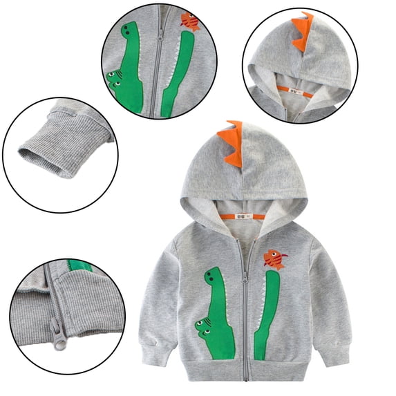 YTDSCS Toddler Boys Clothes Cartoon Sweatshirts Kids Solid Color Hoodies Sweatshirt Baby Spring Autumn Cardigan Jacket for 1-10 Years