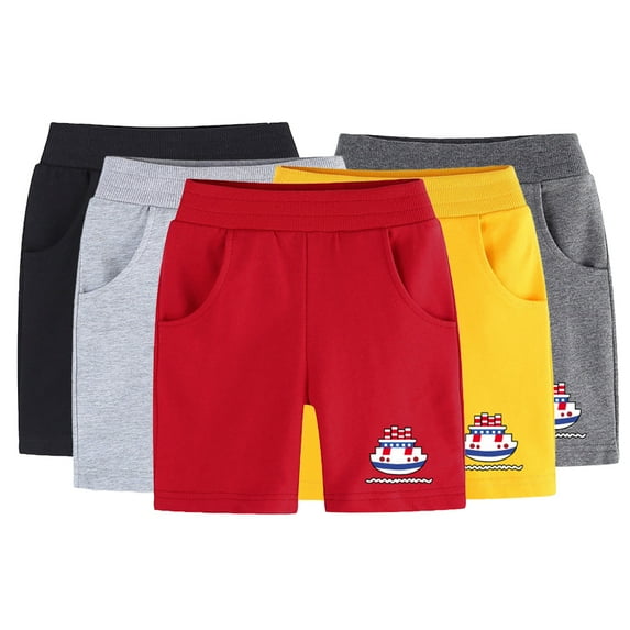 YTDSCS Toddler Boys Girls Cartoon Shorts Solid Colour Print Five Pants for Baby Kids Summer with Pockets Sweatpants Shorts for 1-9 Years