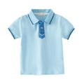 thumbnail image 1 of YTDSCS Toddler Boys Lapel T Shirts for Kids Summer Short Sleeve Shirt Baby Boys Cotton Button Shirt Tops Tee Clothes for 2-7 Years, 1 of 9