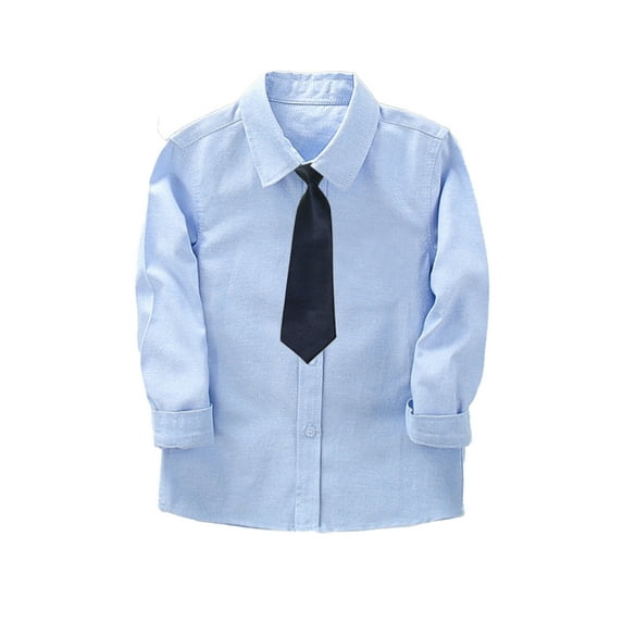 YTDSCS Kids Baby Boys Dress Shirt 3-14 Years Youth Boys Long Sleeve Formal Shirt Spring Fall Outfits Cotton Shirt Perform Uniform Lapel Cardigan Tops for Toddler