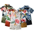 thumbnail image 1 of YTDSCS Toddler Boys Summer Outfits Hawaiian Clothes 3M-5Y Newborn Button Down Short Sleeve Floral Shirts & Casual Shorts Boys Clothes Set, 1 of 8