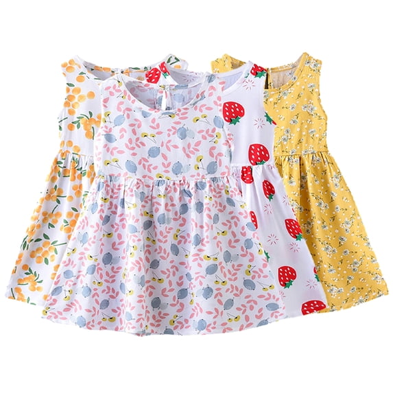 YTDSCS Toddler Girls Sleeveless Princess Dresses for Kids Baby Summer Vest Dress Beach Holiday Floral Sundress 1-8T