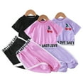 thumbnail image 1 of YTDSCS Toddler Kids Baby Girls Short Sleeved Outfit Set 1-10 Years Girls Summer Fashion Cute Pullover Print Casual T Shirt + Shorts Set Sizes, 1 of 9