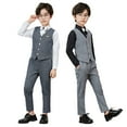 thumbnail image 1 of YTDSCS Toddler Kids Boys Formal Dress Suit Set Youth Slim Solid Color Vest and Pants and Dress Shirt and Bowknot 4PCS Spring Fall Gentleman Outfit 1-14 Years, 1 of 8