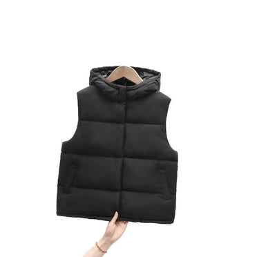 YTDSCS Toddler Kids Boys Girls Puffer Cotton Vest Zip up Hooded Sleeveless Jacket Thickened down Cotton Waistcoat for Fall Winter 5-13 Years Old
