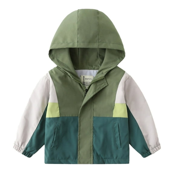 YTDSCS Toddler Kids Boys Hooded Jackets Thickened Raincoat Zip up Fall Winter Outwear Baby Color Match with Pocket Jackets for 2-7 Years